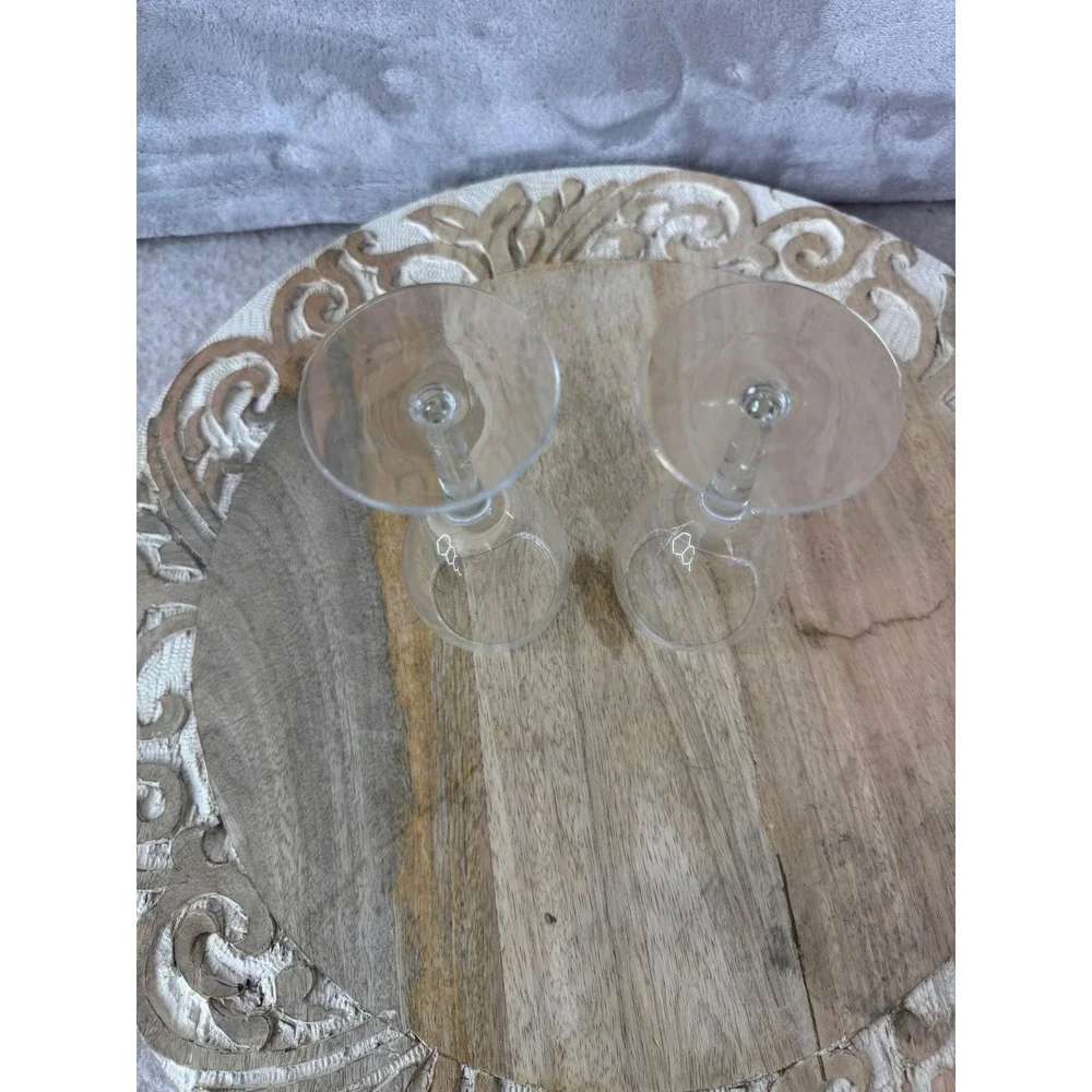 Set of 2 Clear Glass Stemmed Wine Goblets Classic Round Bowl 5.5 Inch
